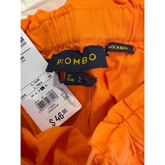 Piombo Drawstring Cotton Shorts with Pockets Orange size L - Picture 13 of 13